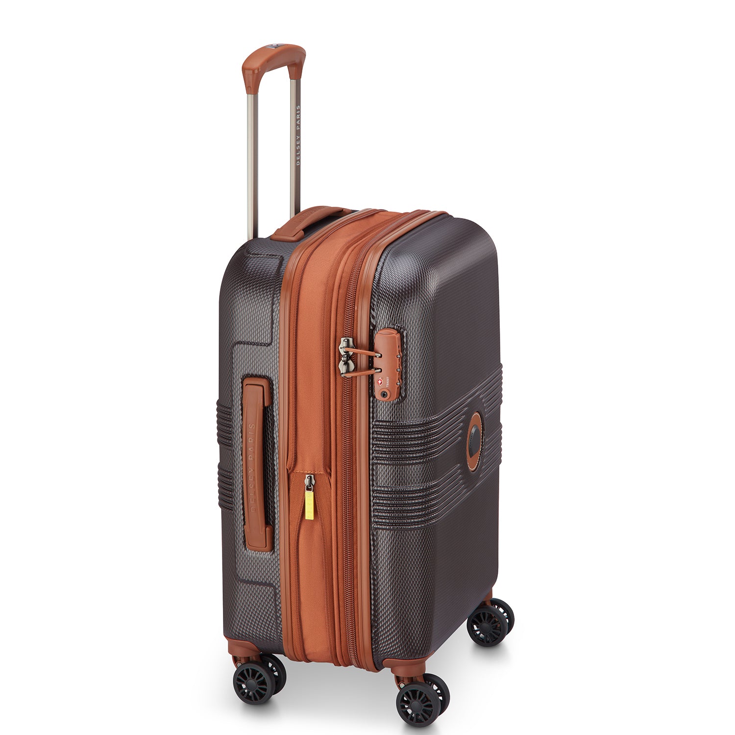 Delsey Paris Flanerie SE cabin suitcase S 55cm expandable in chocolate-side view