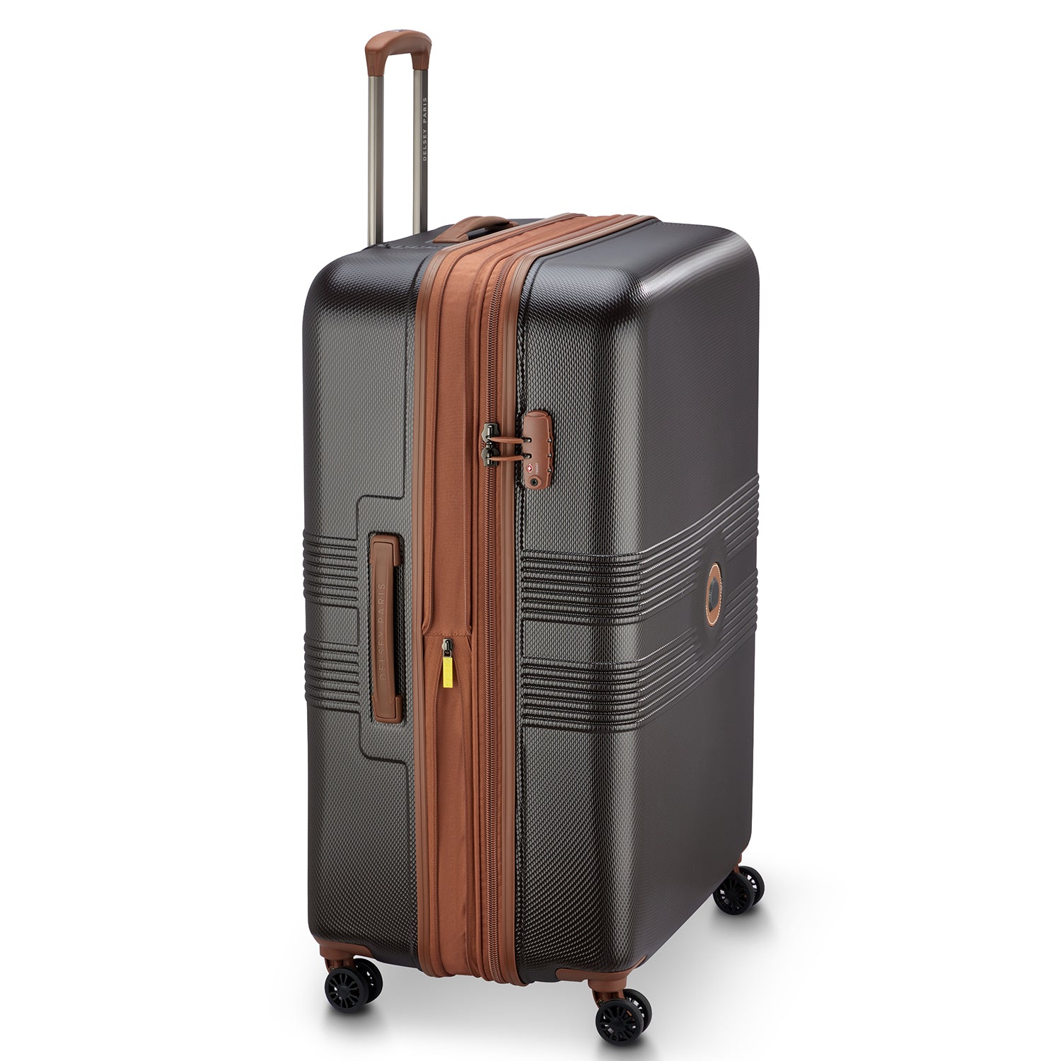 Delsey Paris Flanerie SE check-in suitcase L 82cm expandable in chocolate-side view