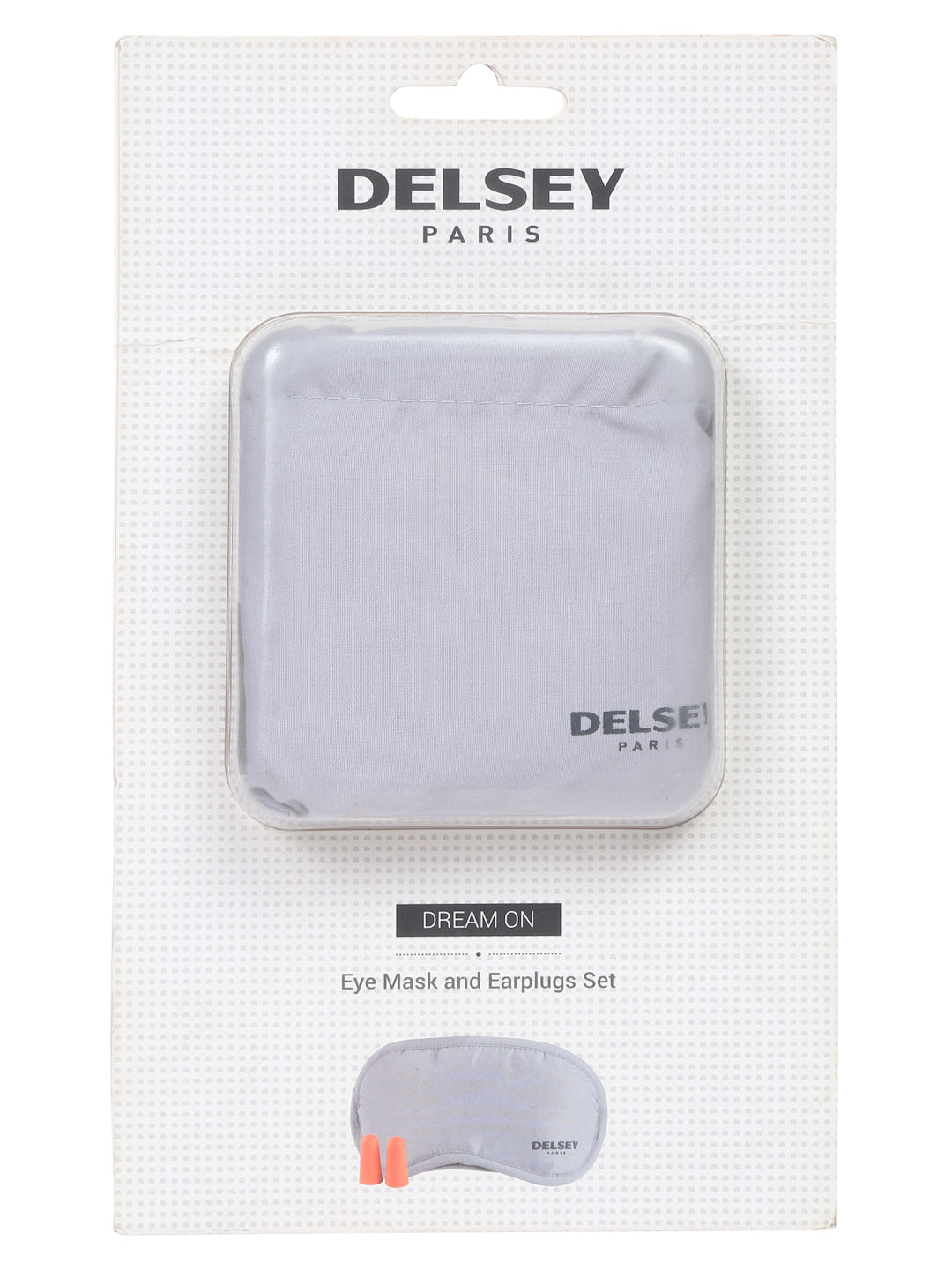Delsey Paris Eye Mask and Earplugs Travel Sleep Set in Grey-Packing