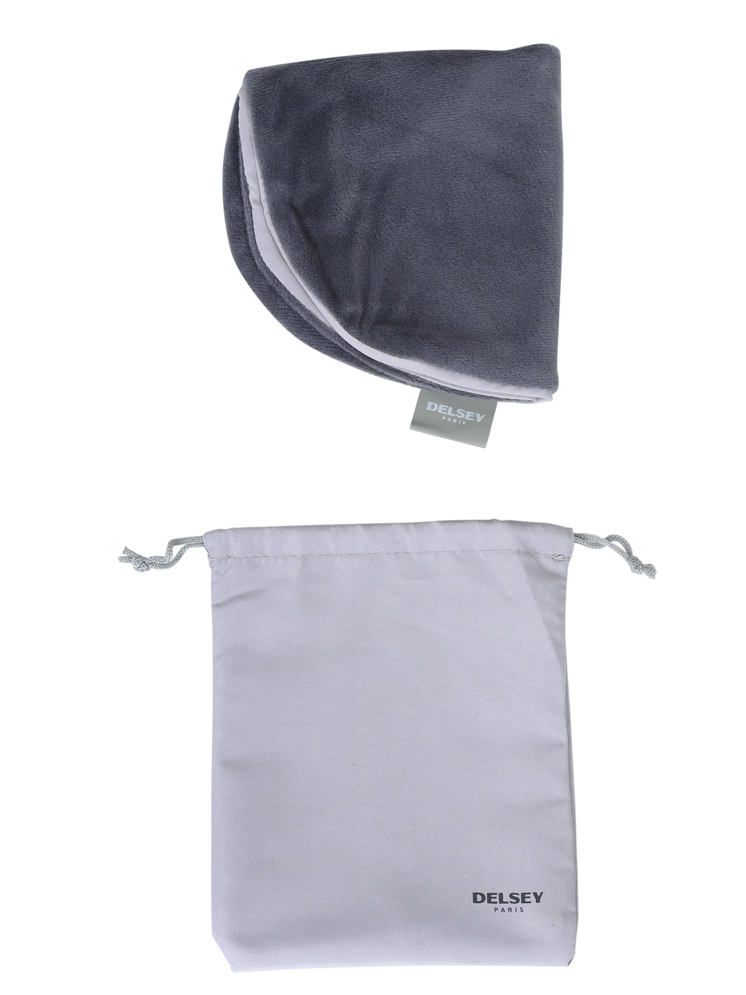 Delsey Paris Inflatable Travel Neck Pillow in Grey with pouch
