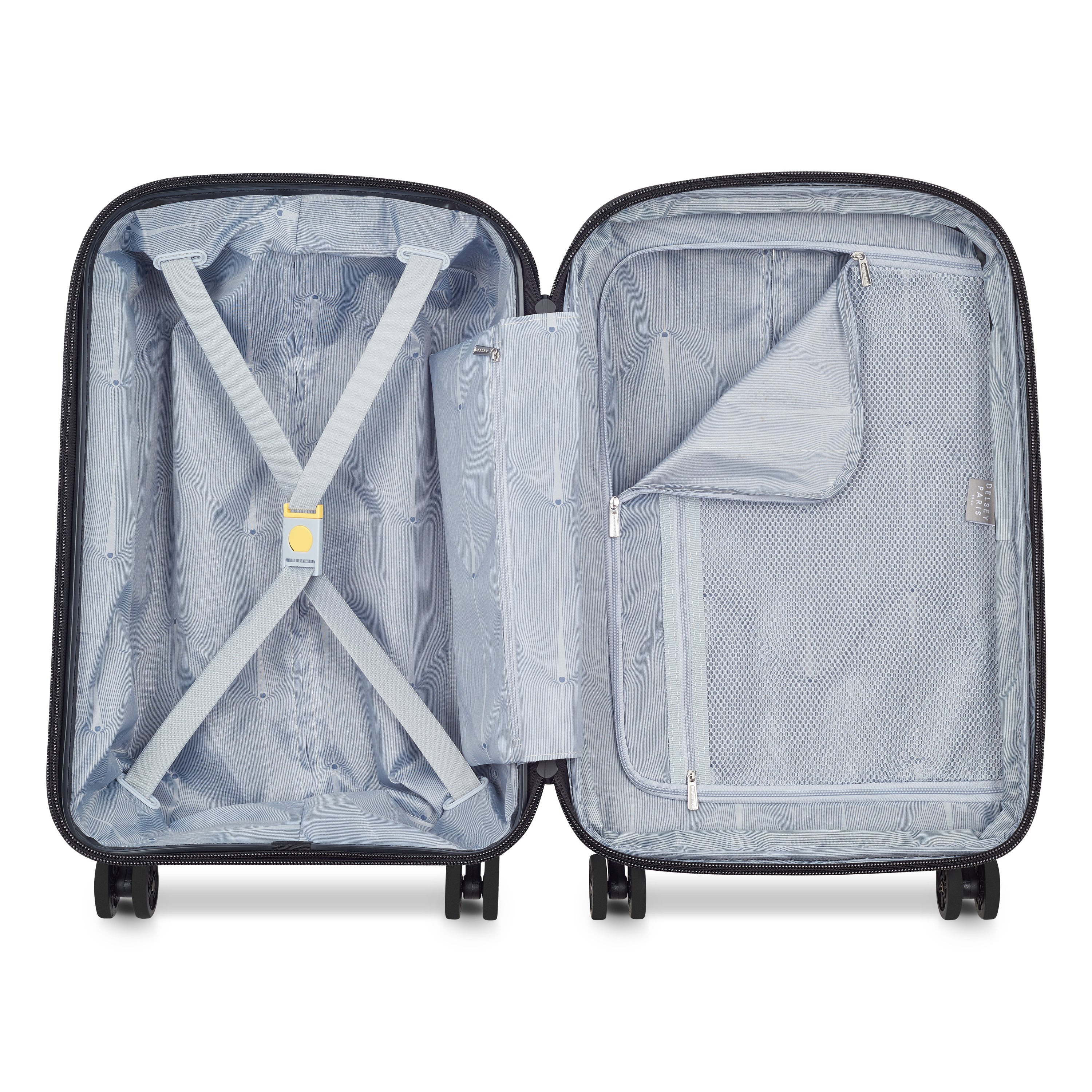 Delsey Paris Belmont Plus 55cm Expandable Cabin Carry-On Suitcase in Navy-interior in detail