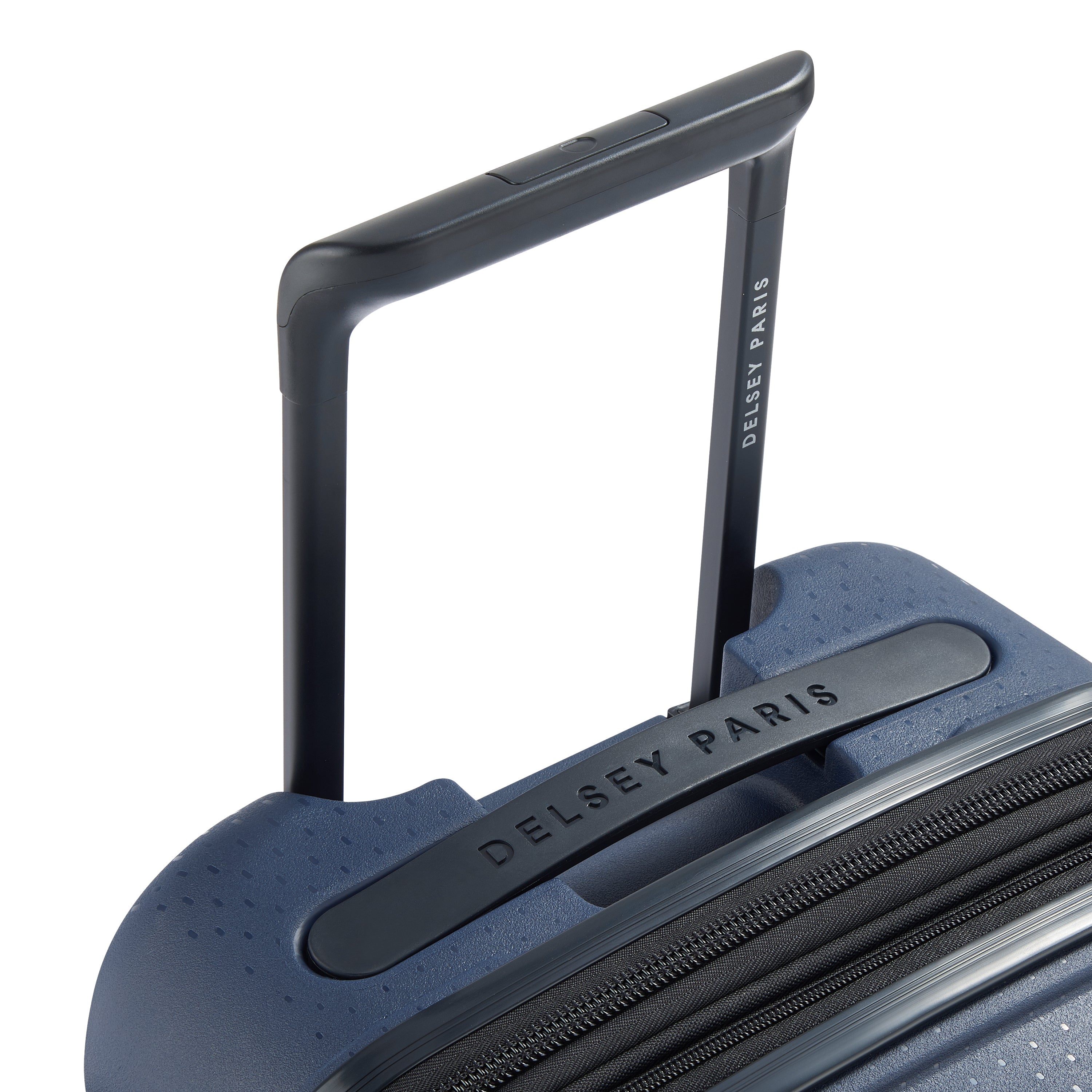 Delsey Paris Belmont Plus 55cm Expandable Cabin Carry-On Suitcase in Navy-Telescopic handle in detail