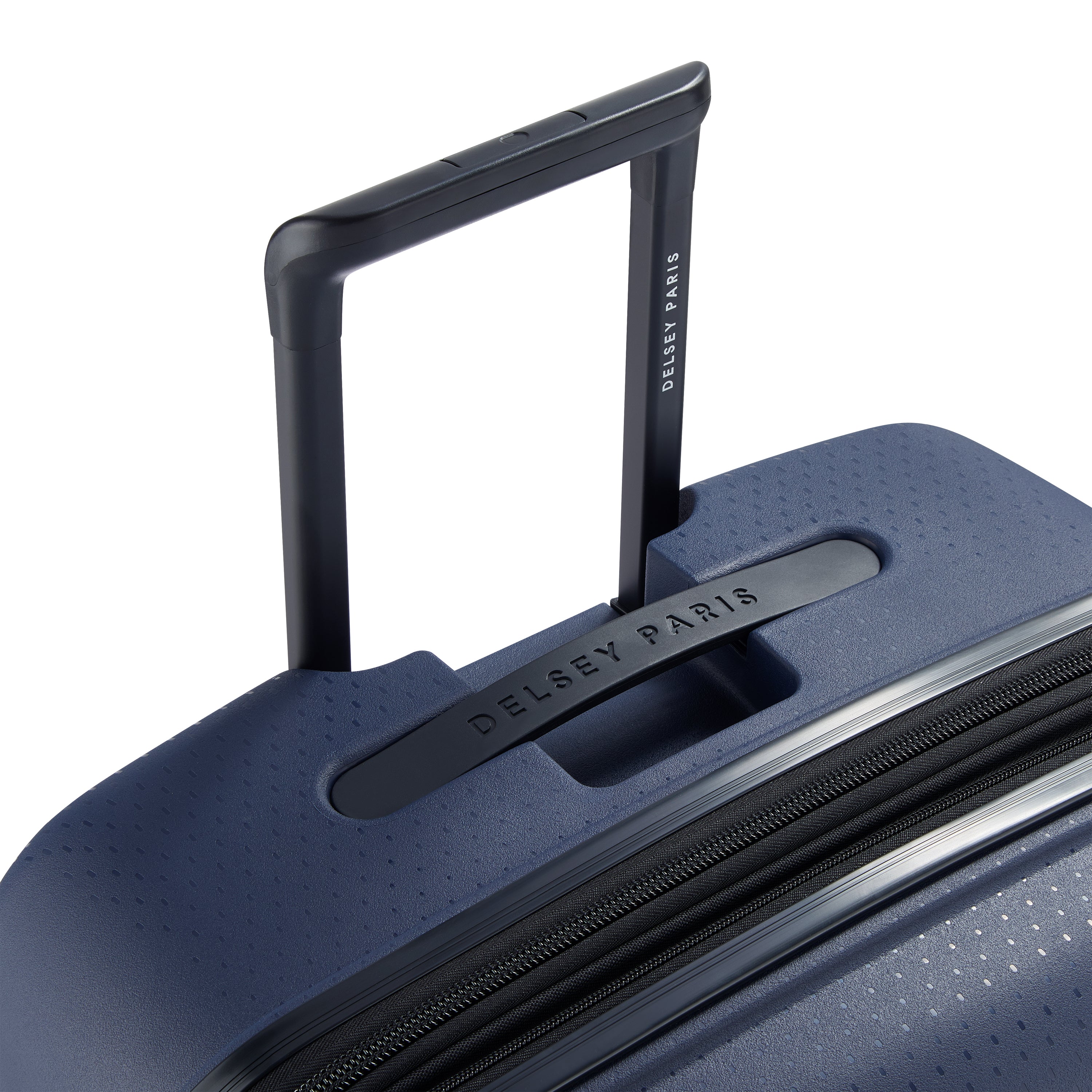 Delsey Paris Belmont Plus 76cm XL Expandable Check-in Suitcase in Navy-Telescopic handle in detail