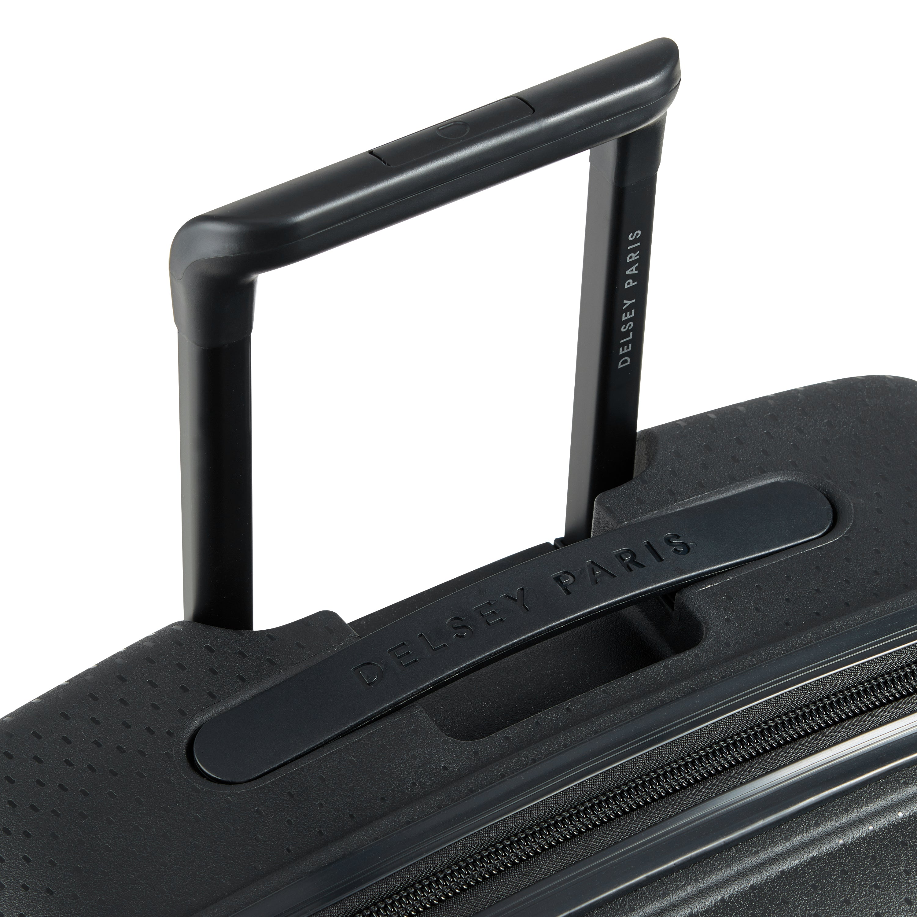 Delsey Paris Belmont Plus 71cm Large Expandable Check-in Suitcase in Black-telescopic handle in detail
