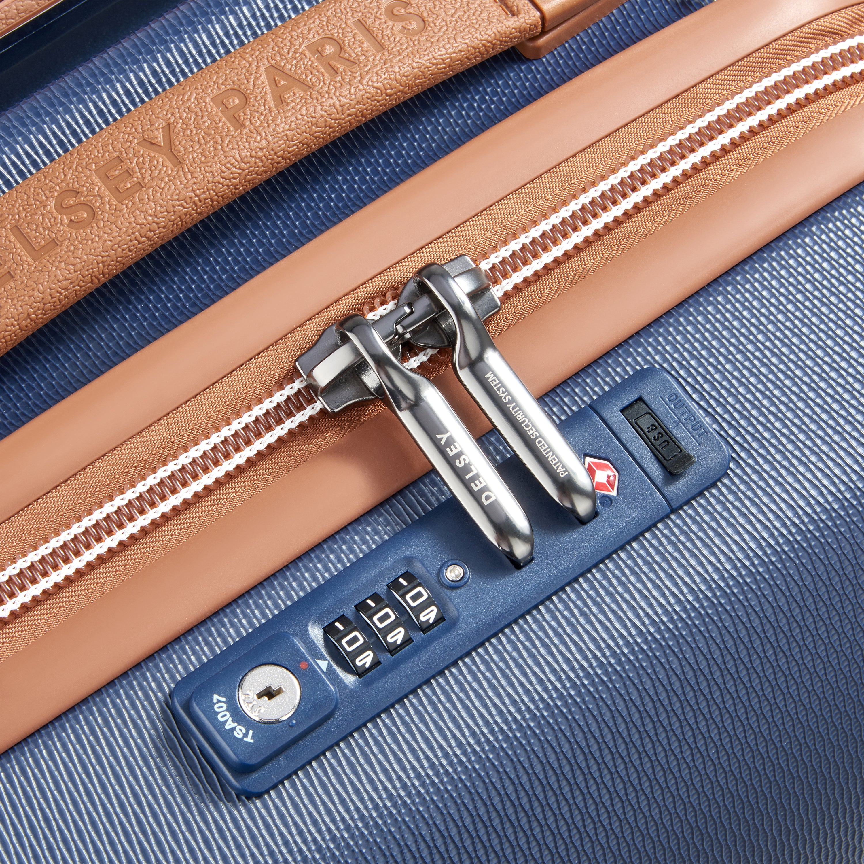 Delsey Paris Chatelet Air 2.0 carry-on suitcase S 55cm in Blue-TSA lock detail