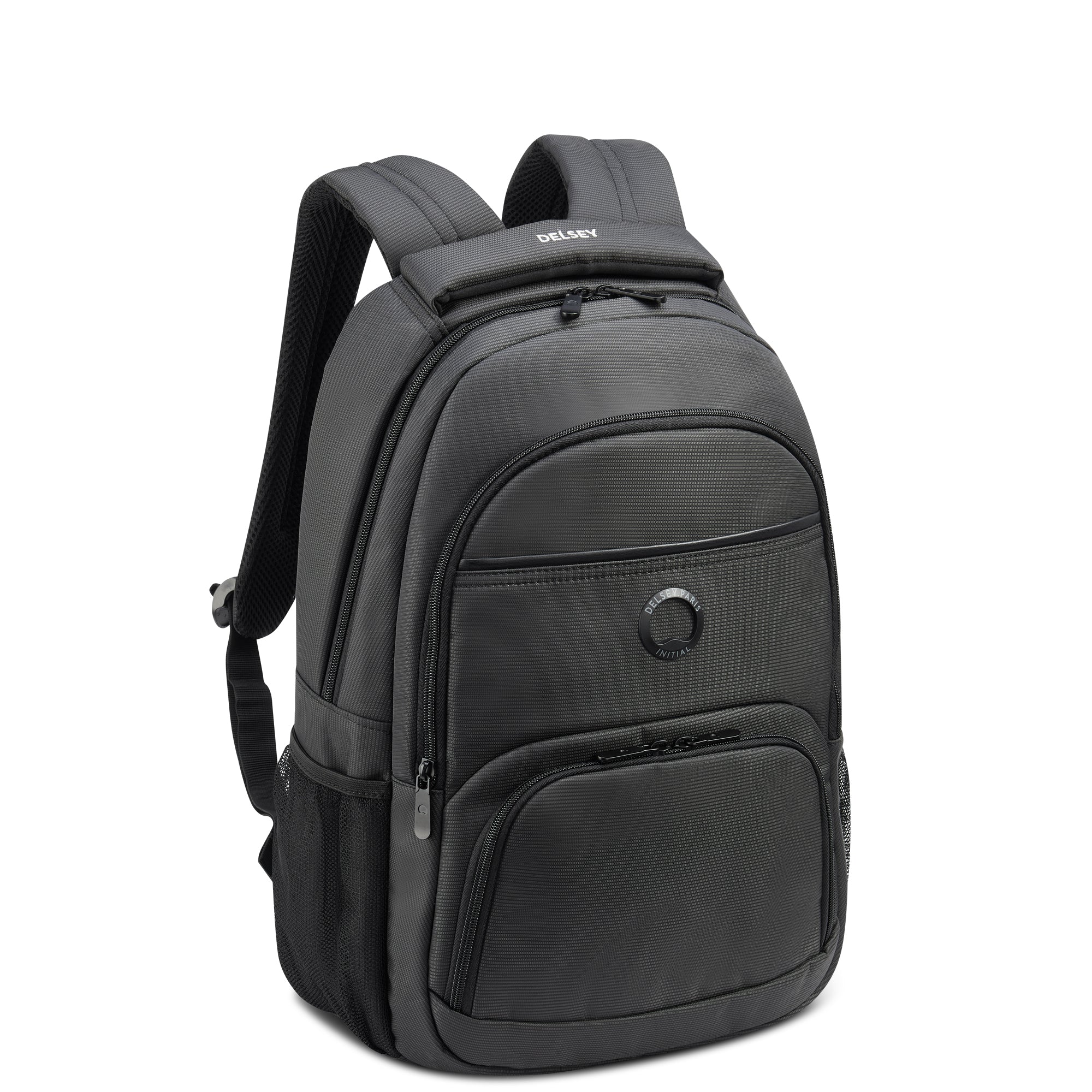 Delsey Paris Element Aviator 2CPT backpack for 15.6 inch laptop in Graphite-side view