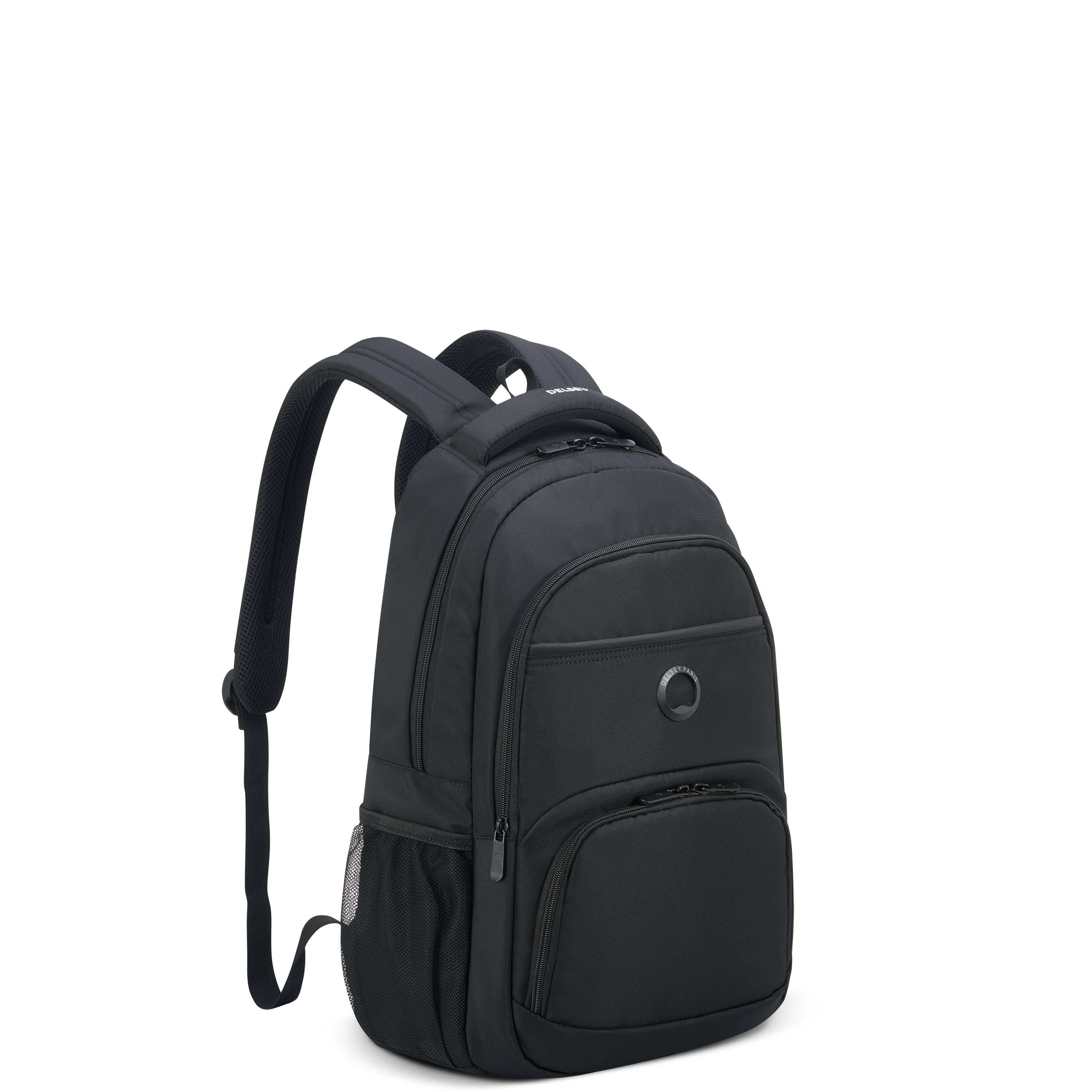 Delsey Paris Element Aviator 2CPT backpack for 15.6 inch laptop in Black-side vew