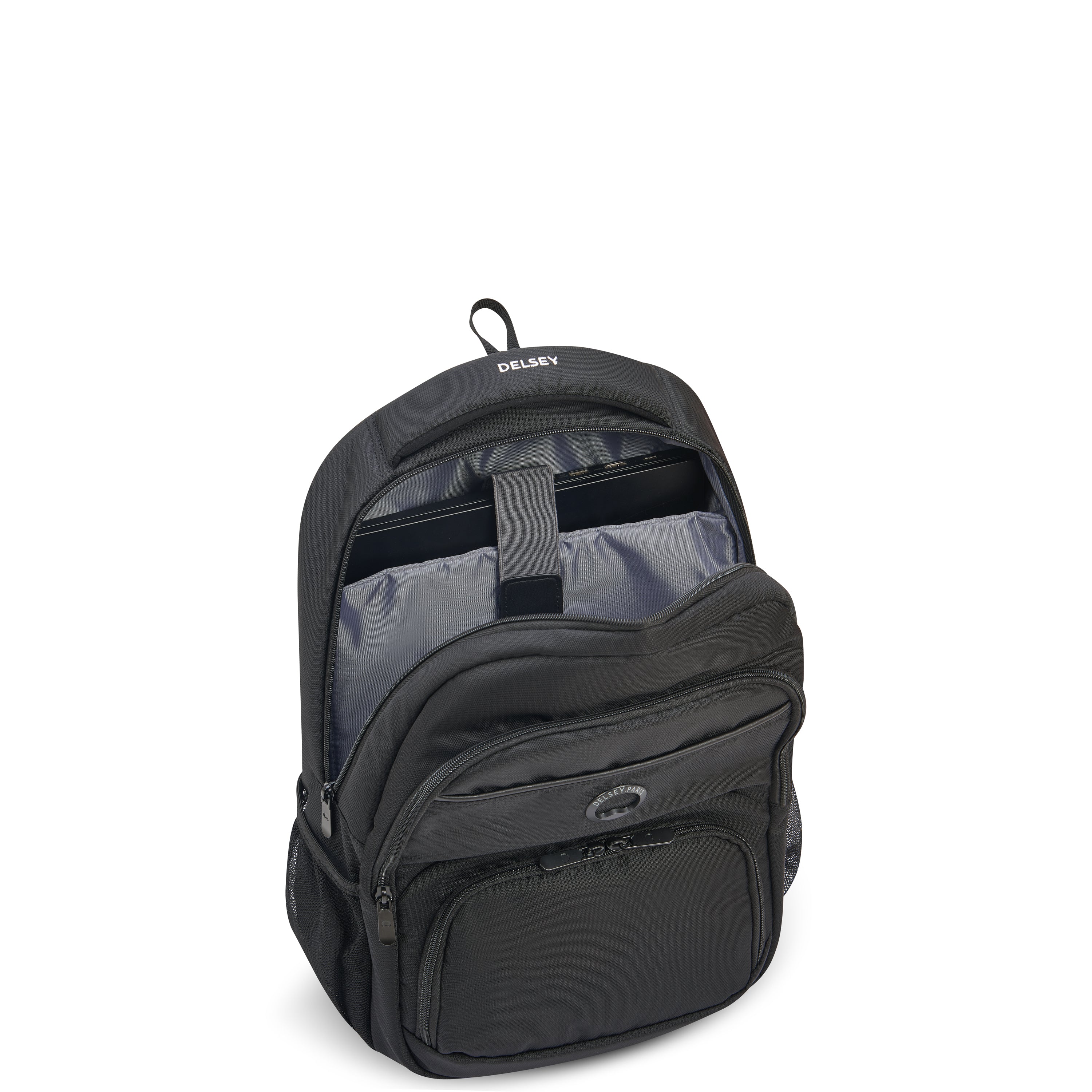 Delsey Paris Element Aviator 2CPT backpack for 15.6 inch laptop in Black-side view