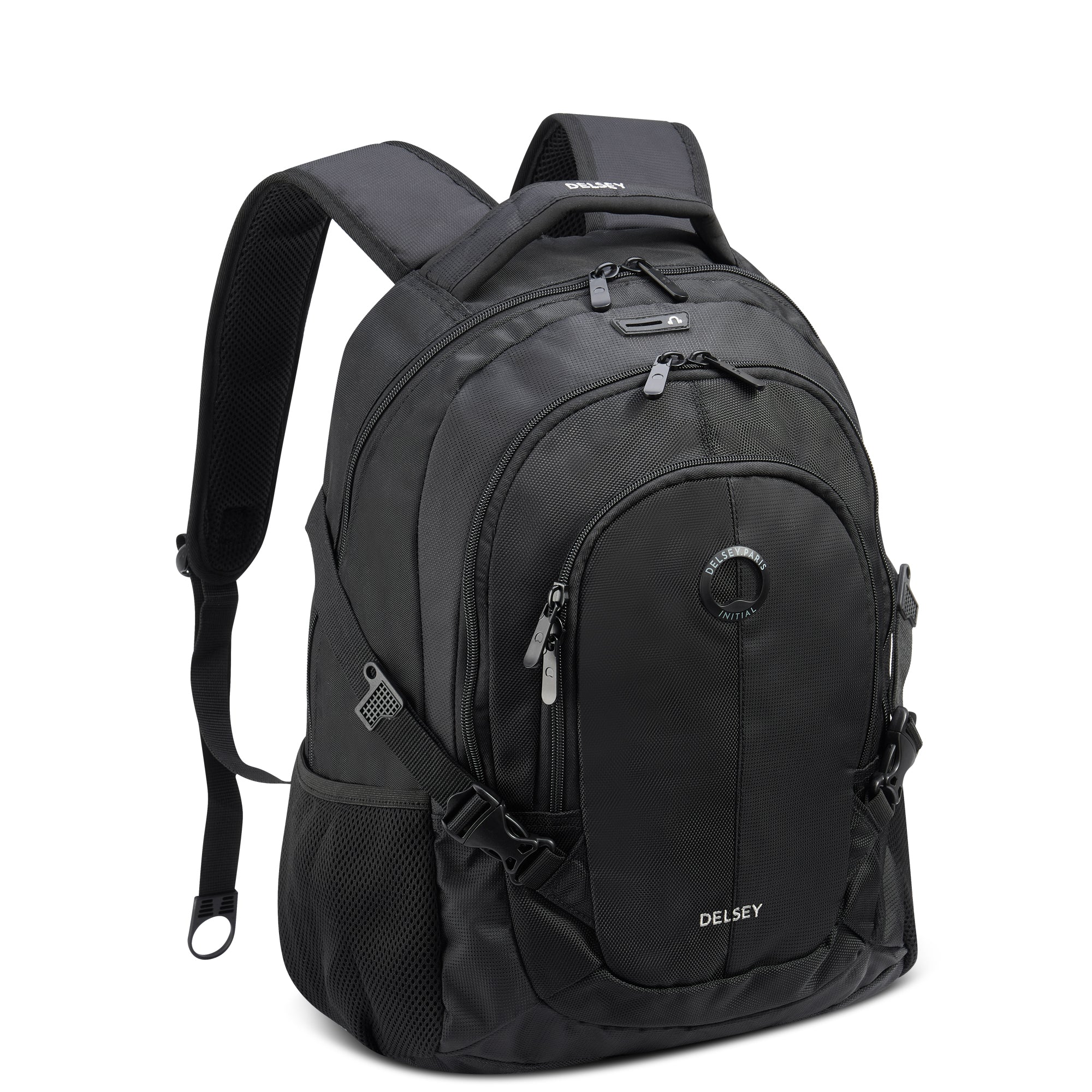 Delsey Paris Element Navigator 2CPT backpack for 15.6 inch laptop in Black-side view