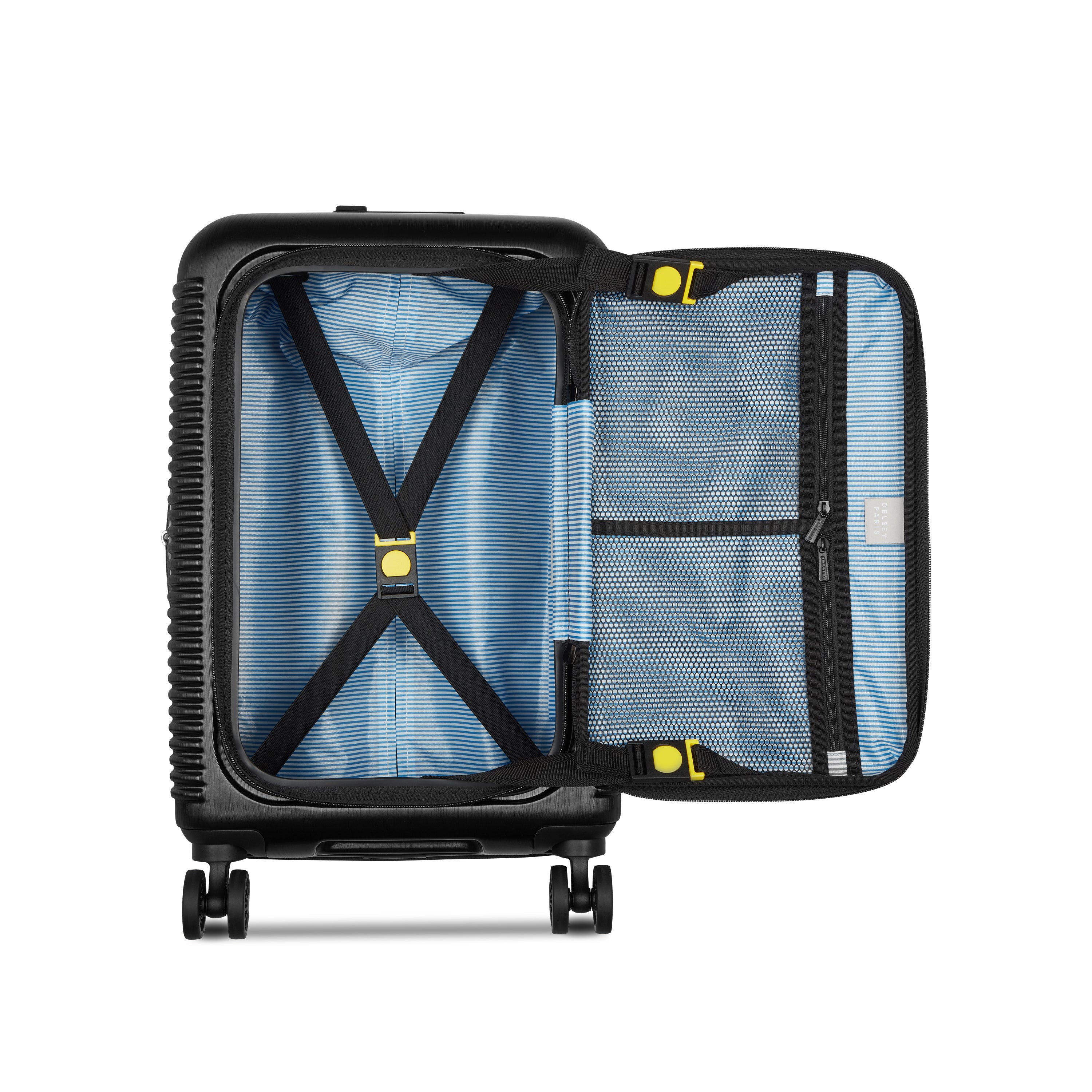 Delsey Paris Freestyle 55cm Expandable Front-Opening Cabin Suitcase in Black