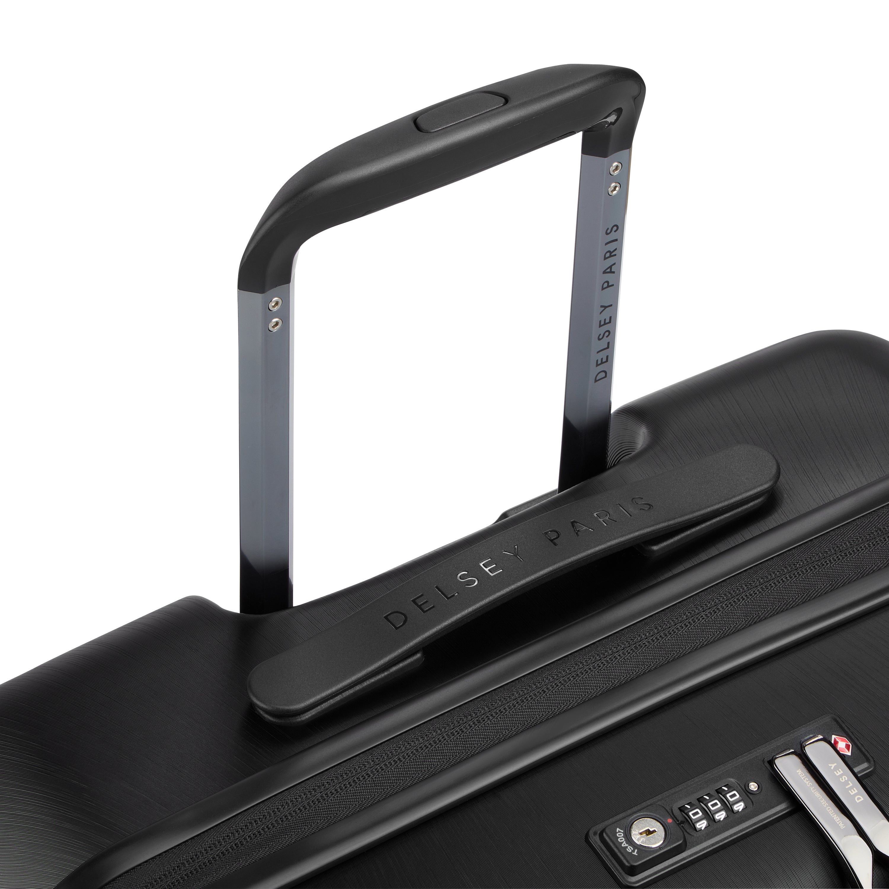 Delsey Paris Freestyle 66cm Expandable Front-Opening Check-in Suitcase in Black-telescopic handle in detail