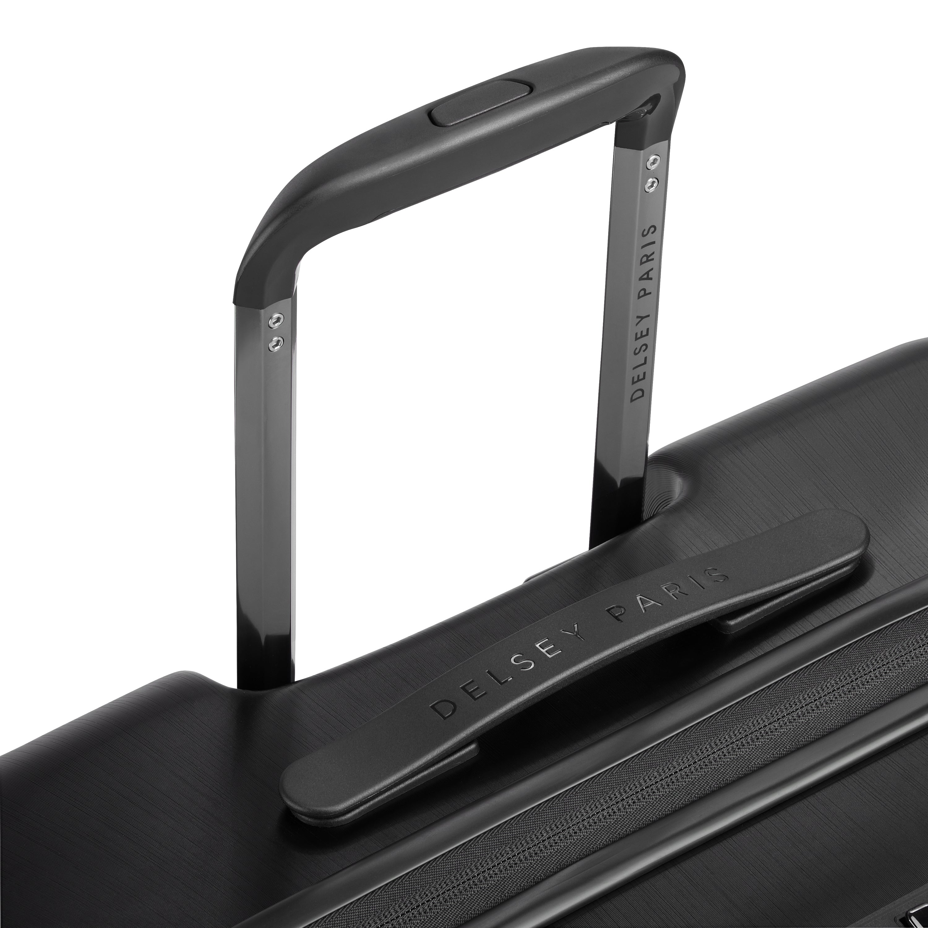 Delsey Paris Freestyle 76cm Expandable Front-Opening Check-in Suitcase in Black-telescopic handle in detail