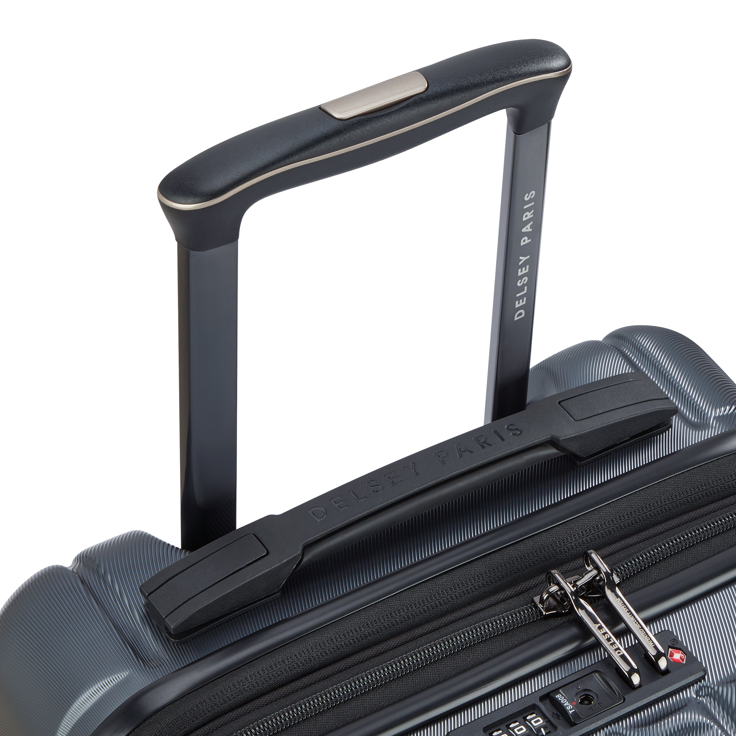 Delsey Paris Longitude cabin suitcase S 55cm expandable in Anthracite-telescopic handle detail
