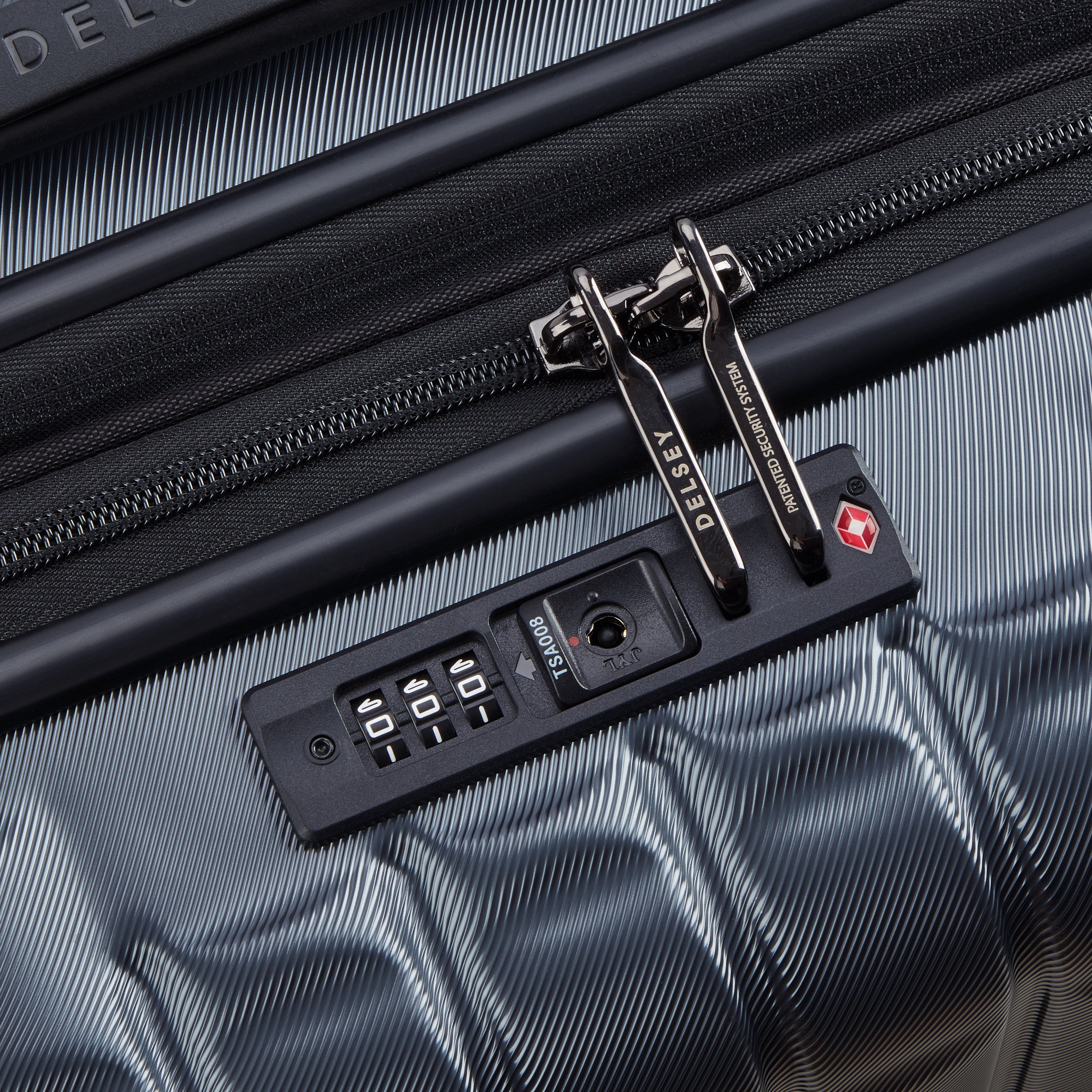 Delsey Paris Longitude cabin suitcase S 55cm expandable in Anthracite-TSA lock detail