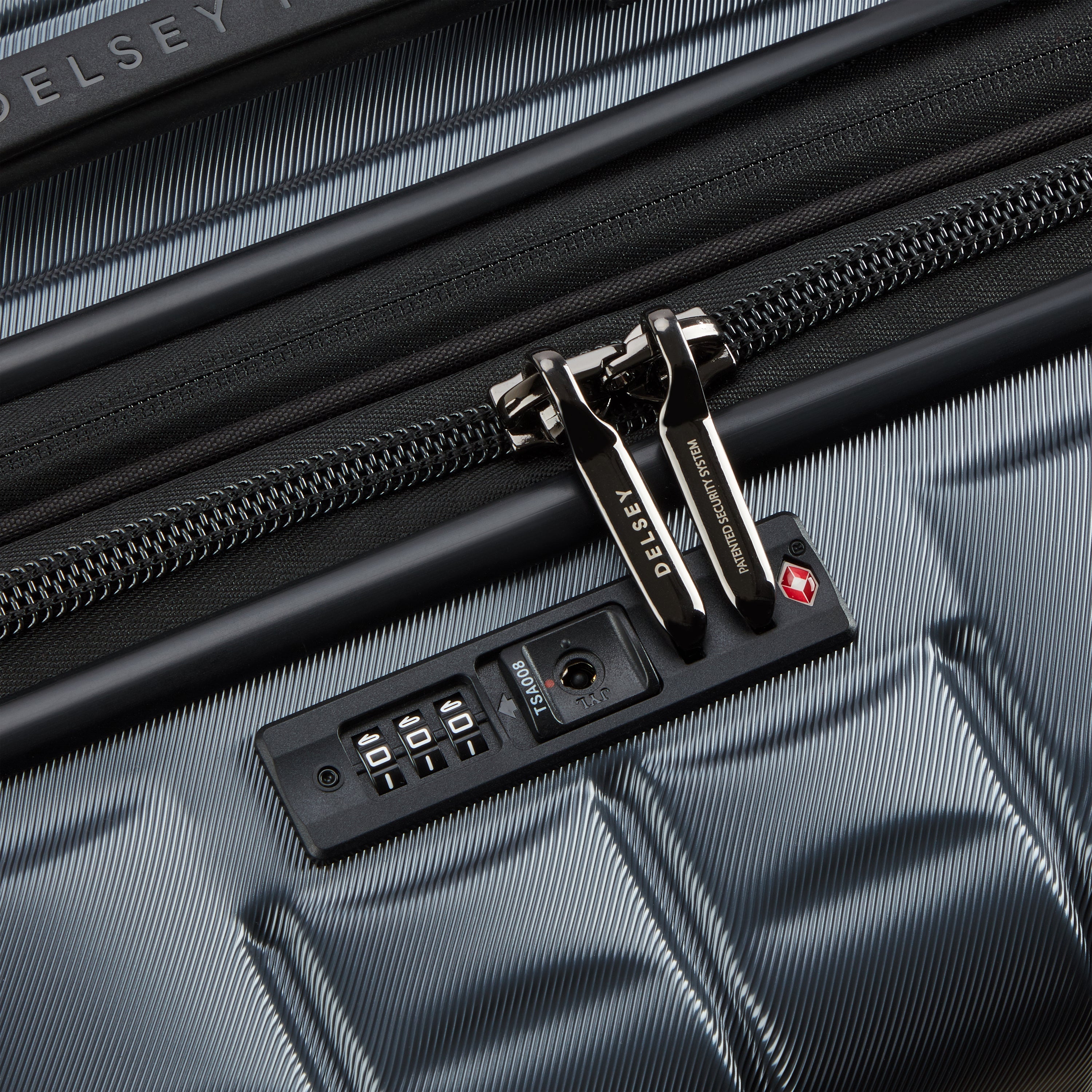 Delsey Paris Longitude 81cm XL Expandable Check-in Suitcase in Anthracite-TSA lock in detail