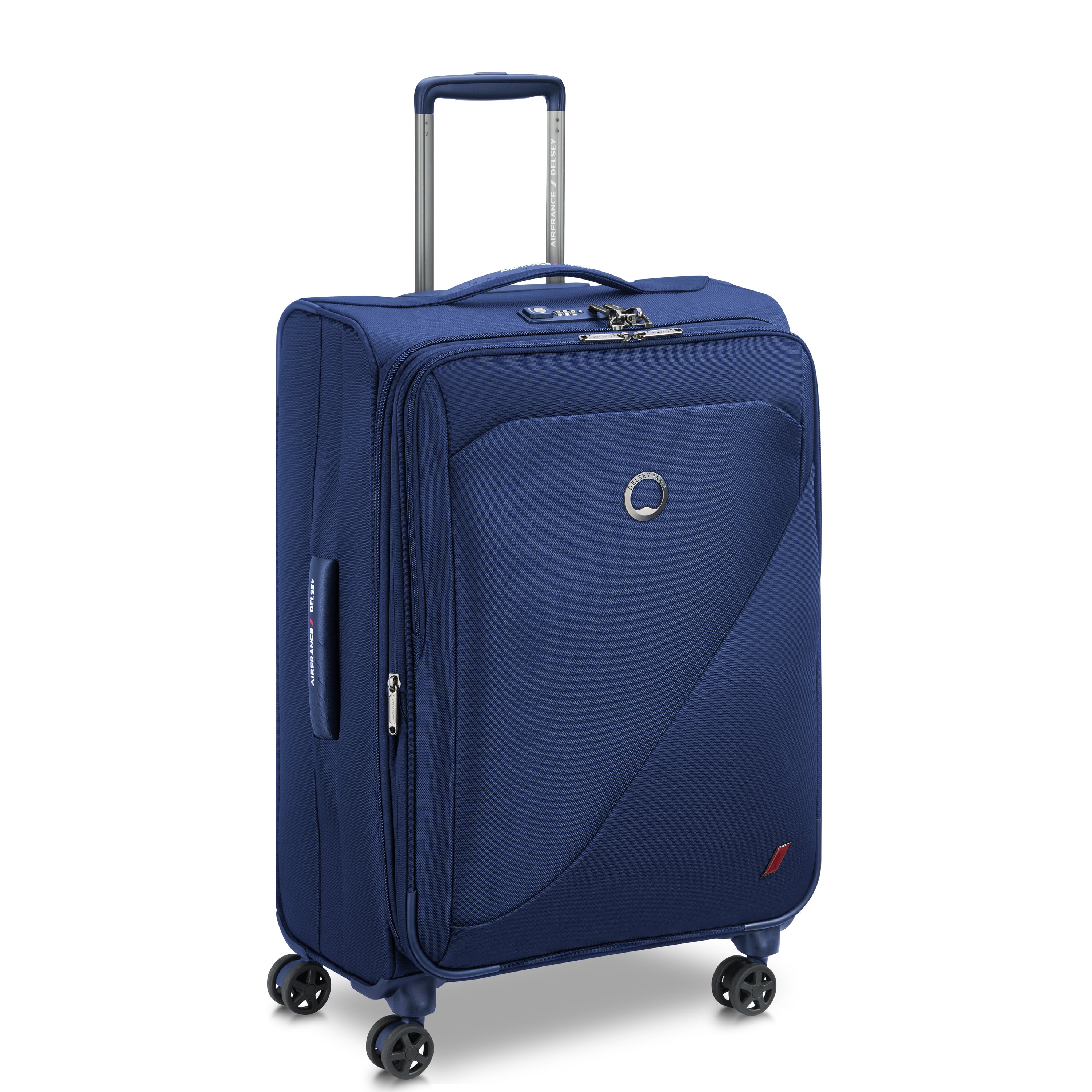 Delsey Paris New Destination check-in suitcase M 68cm expandable in Navy- side view
