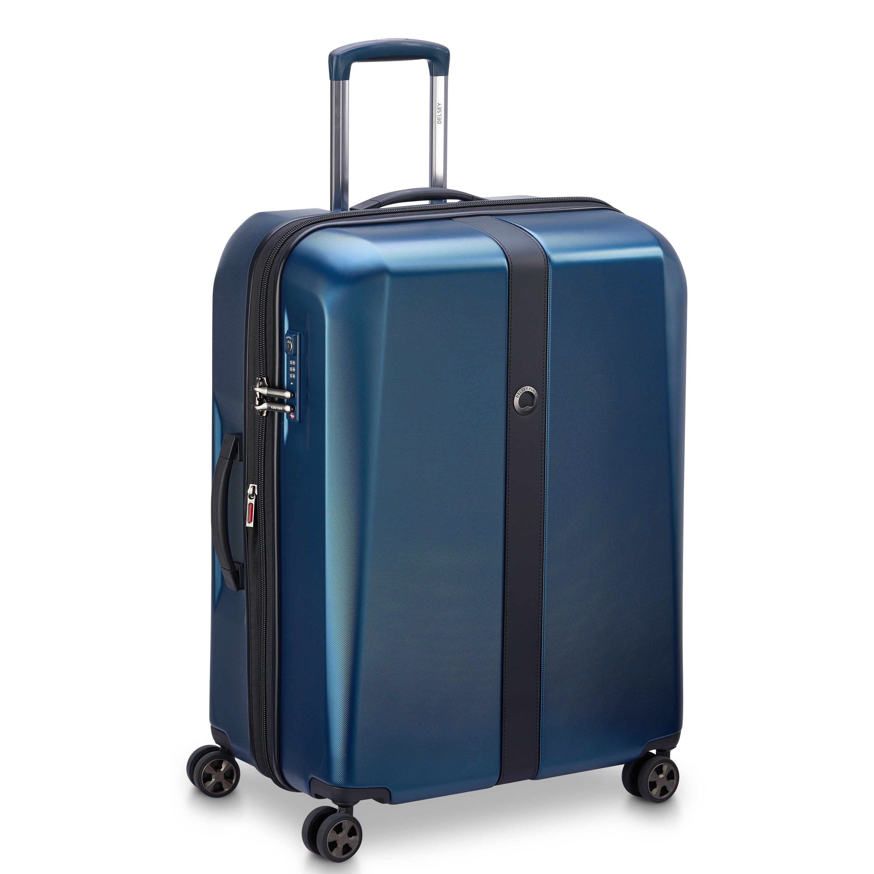 Delsey Paris Promenade Hard 2.0 check-in suitcase L 70cm expandable in Blue-side view