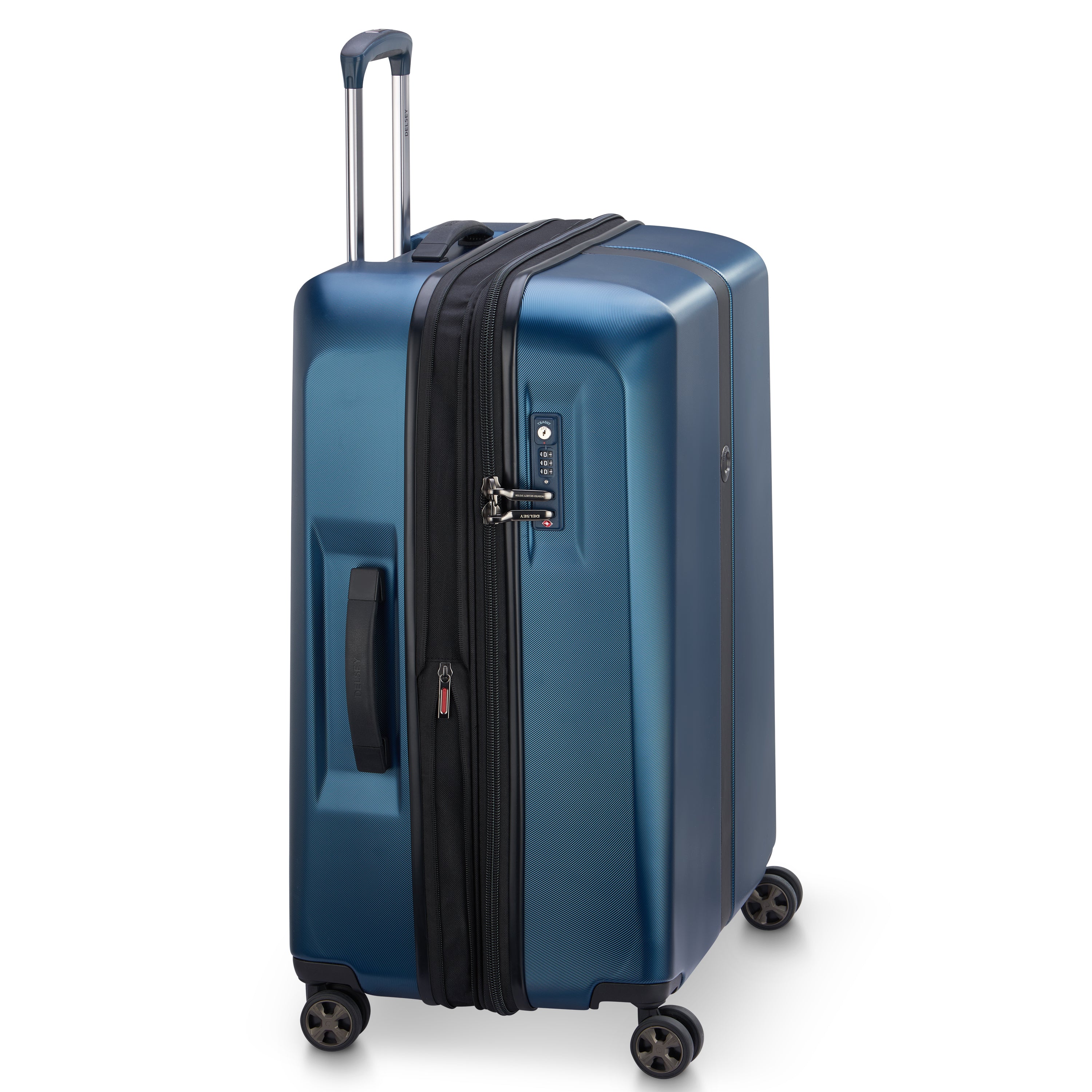 Delsey Paris Promenade Hard 2.0 check-in suitcase L 70cm expandable in Blue-side view