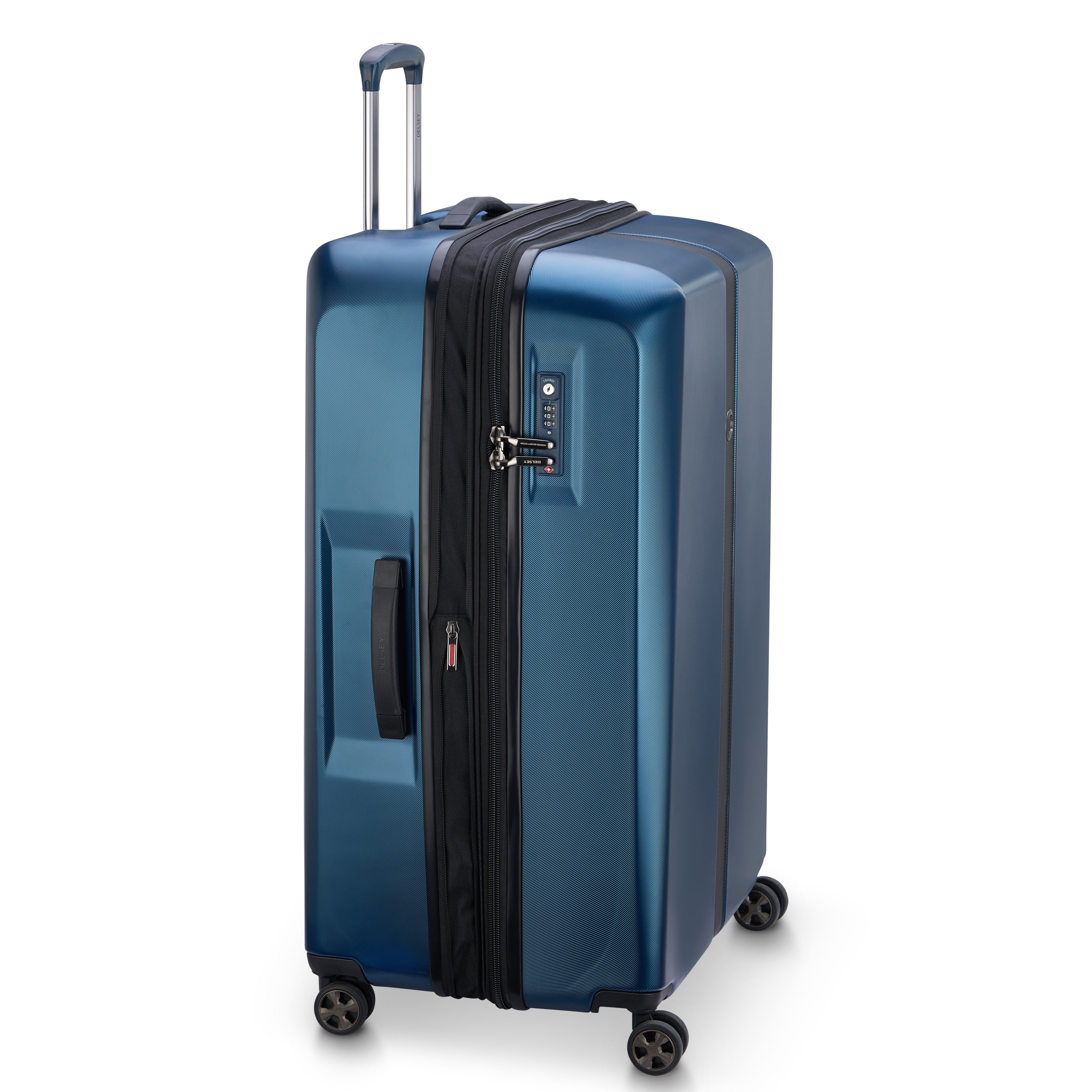 Delsey Paris Promenade Hard 2.0 check-in suitcase XL 82cm expandable in Blue-side view