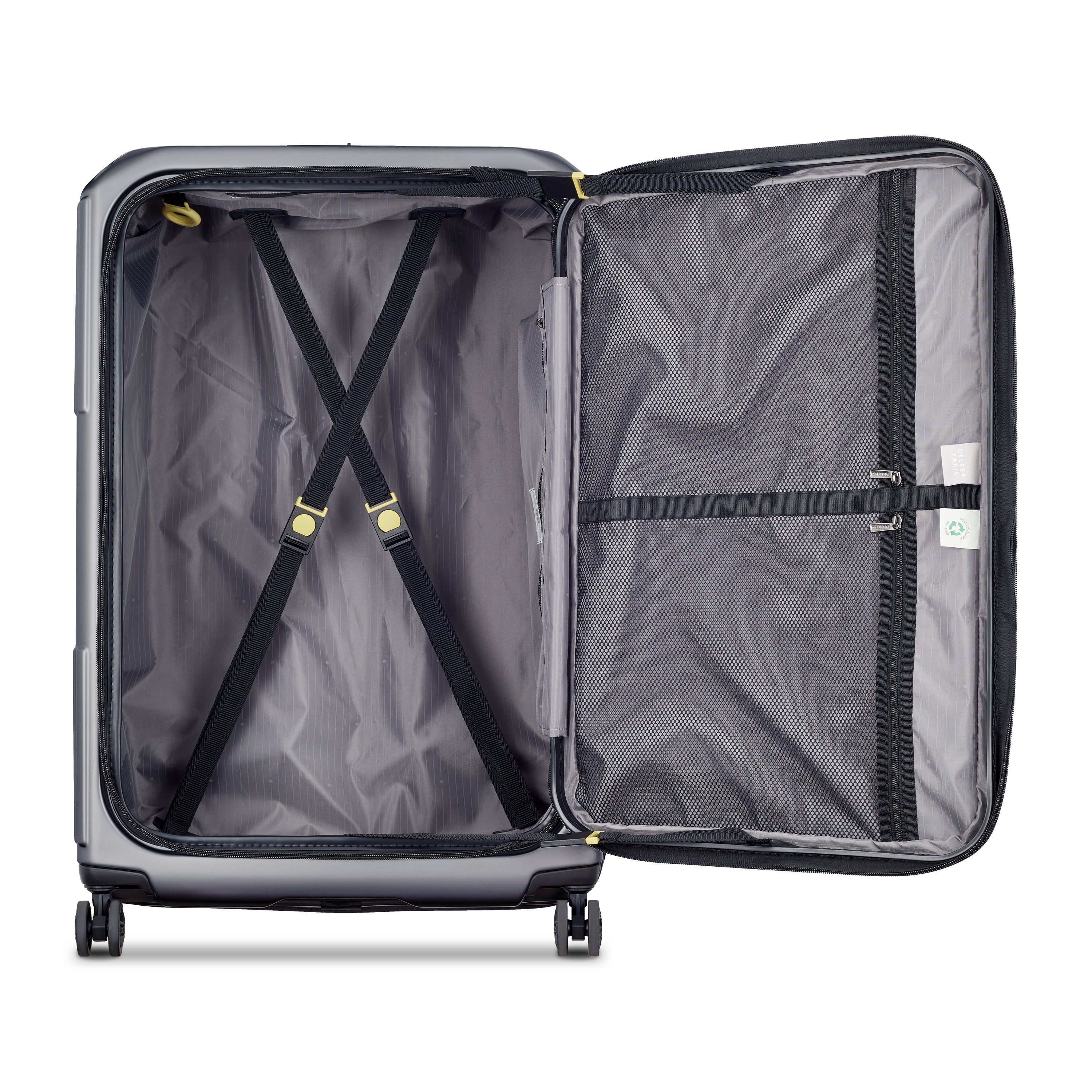 Delsey Paris Securitime Zip 77cm Expandable Check-in Suitcase in Anthracite- interior in detail