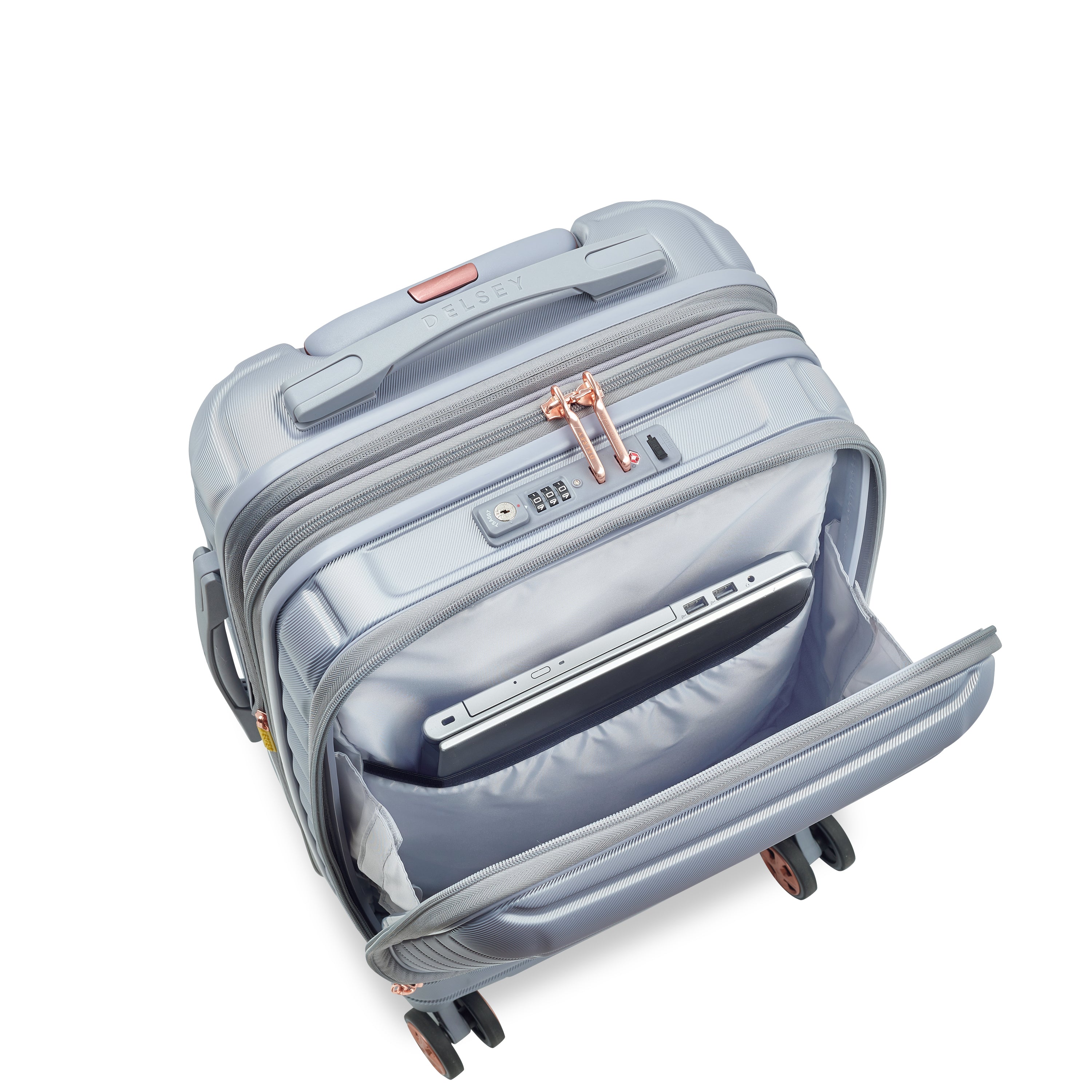 Delsey Paris Shadow 5.0 55cm Expandable Front-Opening Cabin Suitcase in Platinum