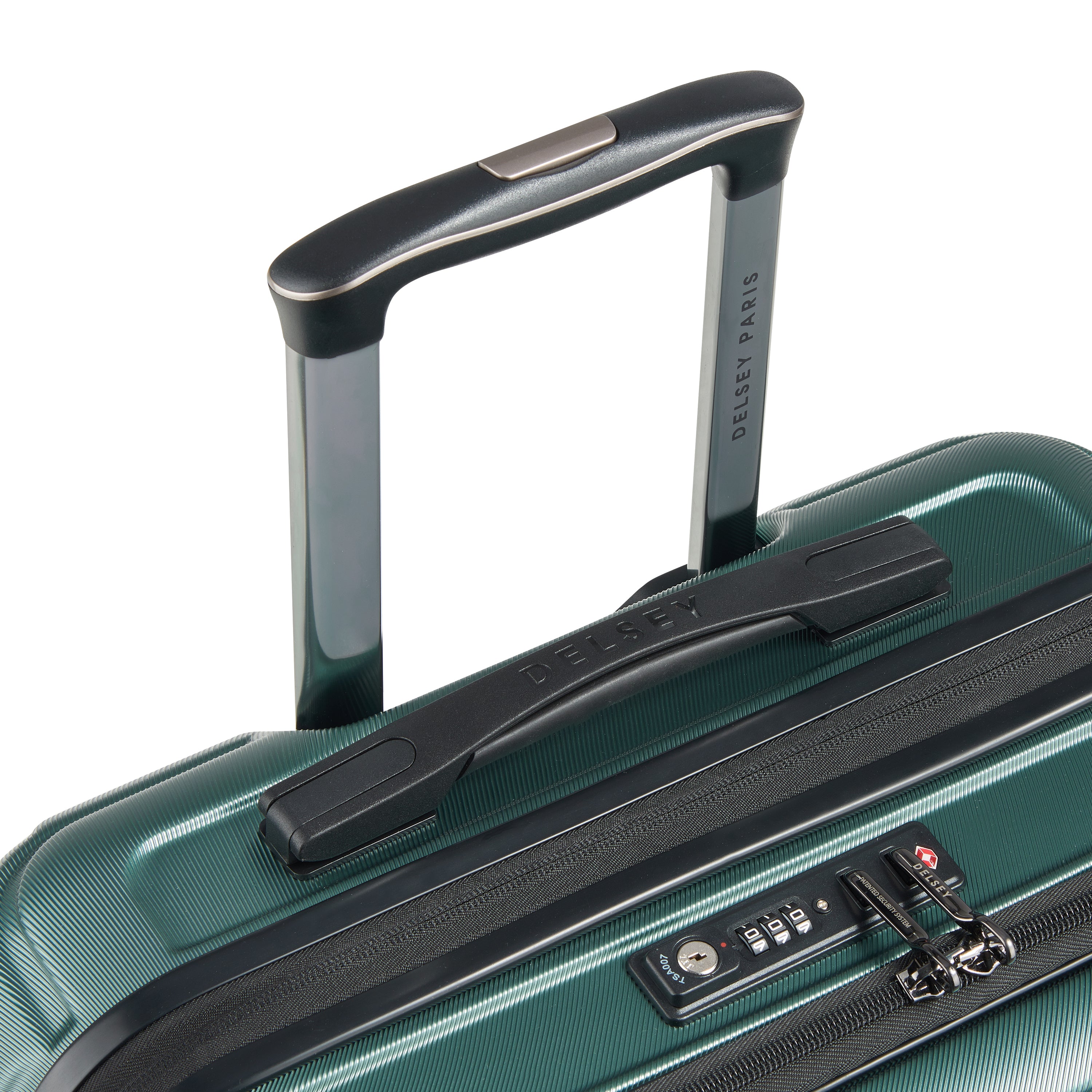 Delsey Paris Shadow 5.0 66cm Expandable Front-Opening Check-in Suitcase in Green-Telescopic handle in detail