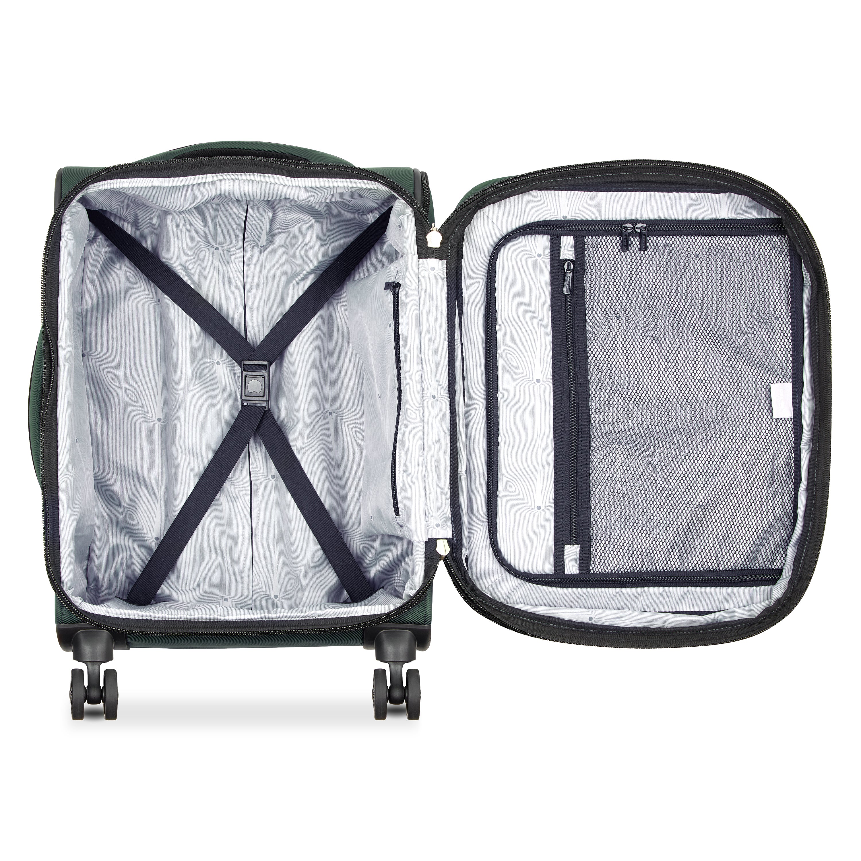 Delsey Paris Sky Max 2.0 55cm Cabin Expandable Carry-On Suitcase in Green-interior