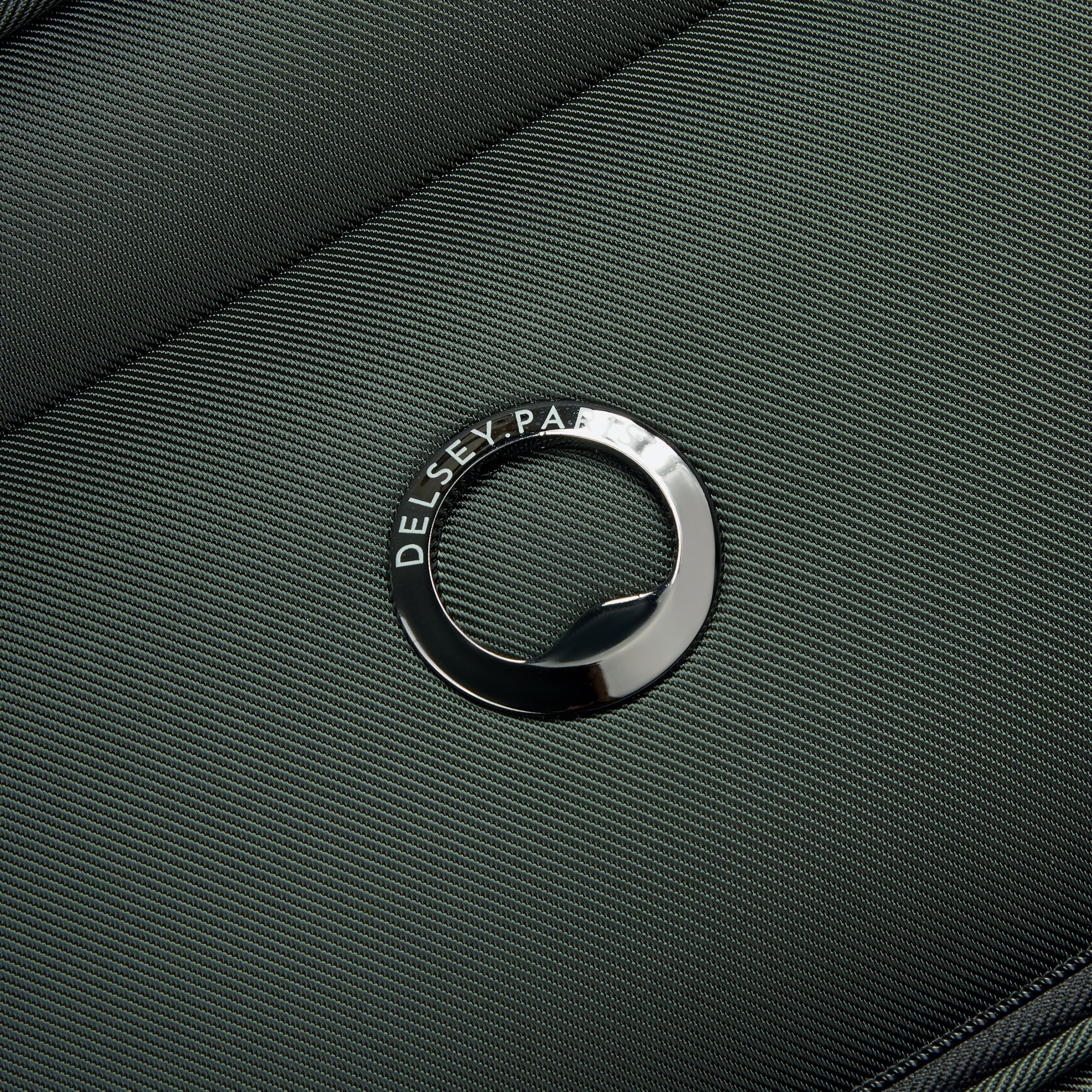 Delsey Paris Sky Max 2.0 70.5cm Medium Expandable Check-in Suitcase in Green-logo close up