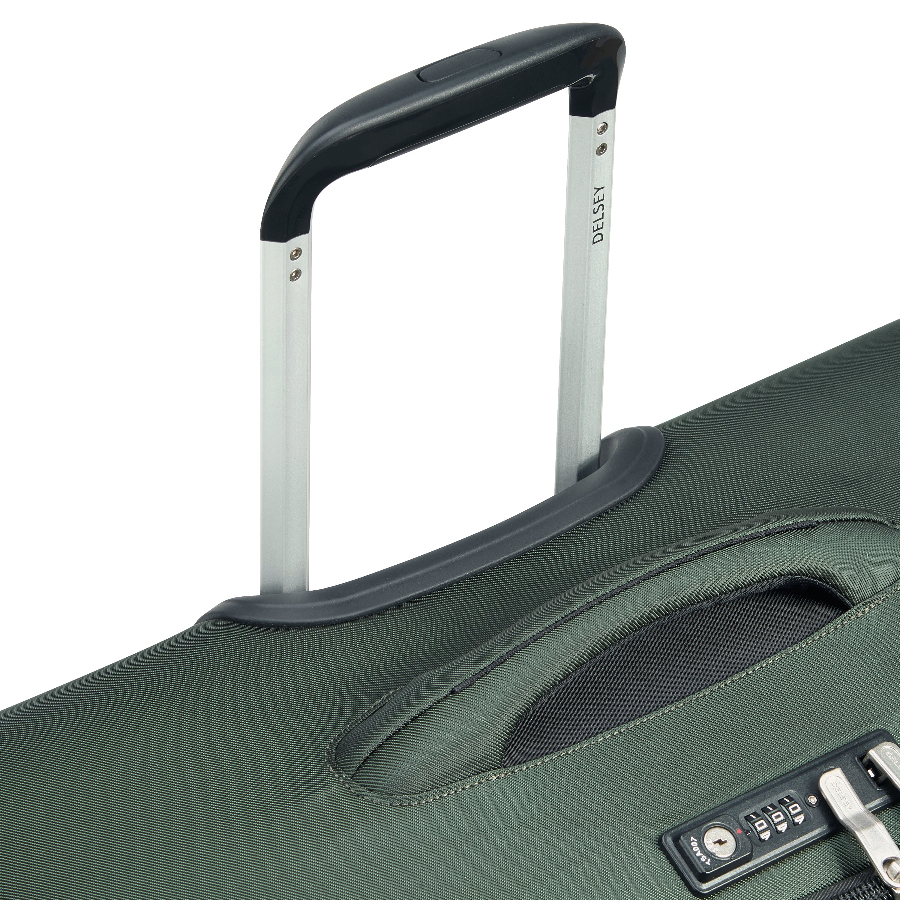 Delsey Paris Sky Max 2.0 70.5cm Medium Expandable Check-in Suitcase in Green-telescopic handle in detail