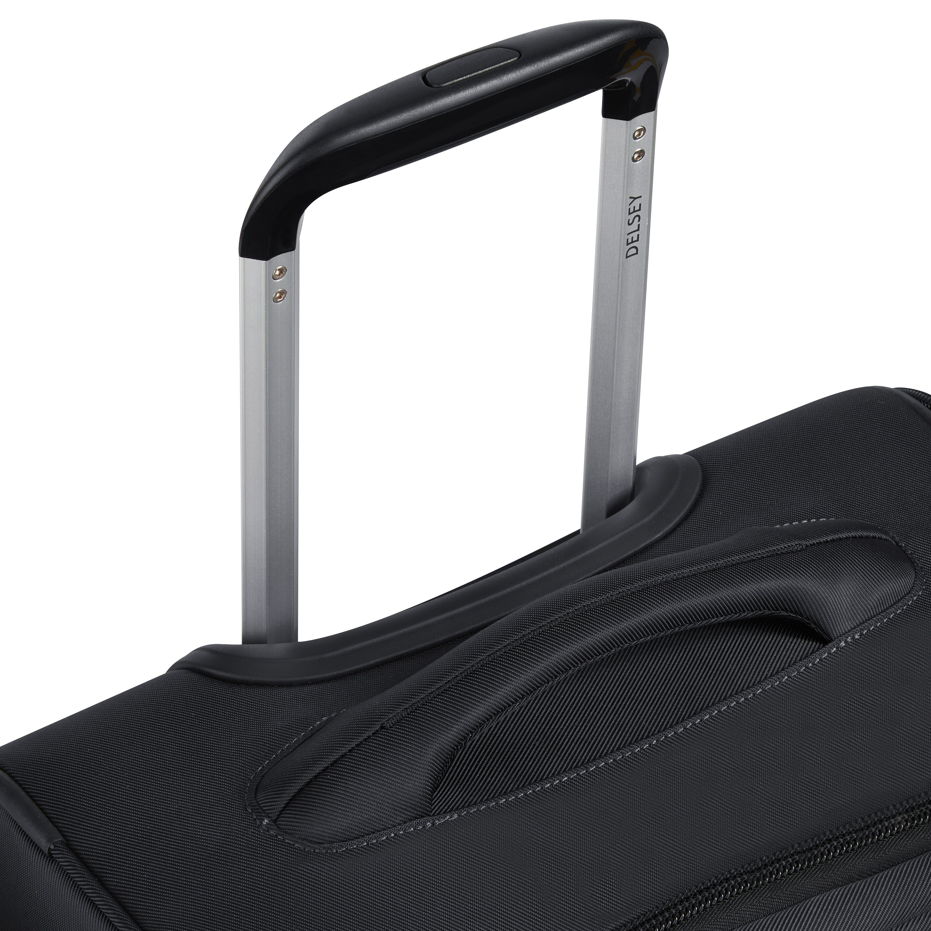 Delsey Paris Sky Max 2.0 55cm Cabin Expandable Carry-On Suitcase in Black-telescopic handle in detail