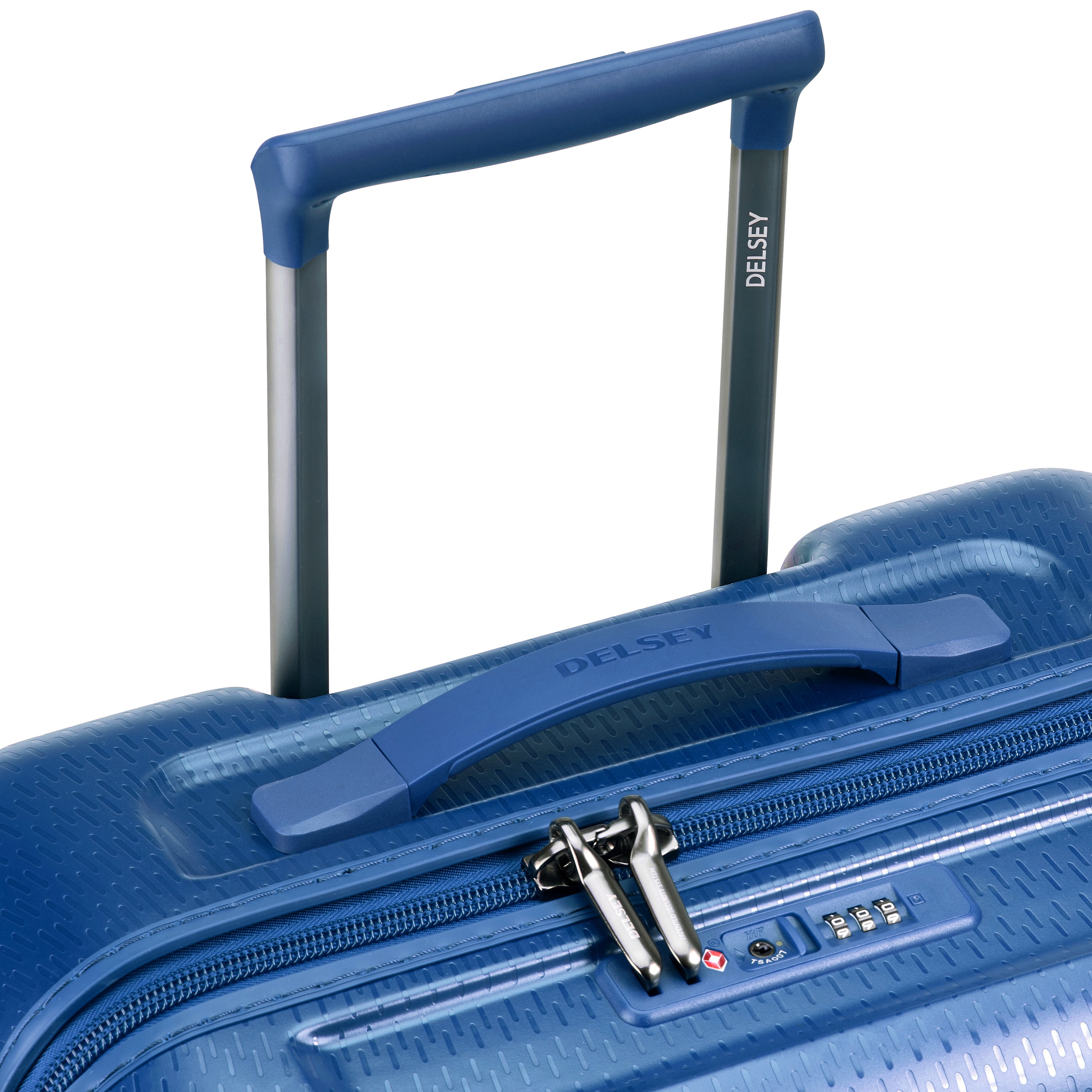 Delsey Paris Turenne 55cm Cabin Carry-On Suitcase in Dark Blue-telescopic handle in detail