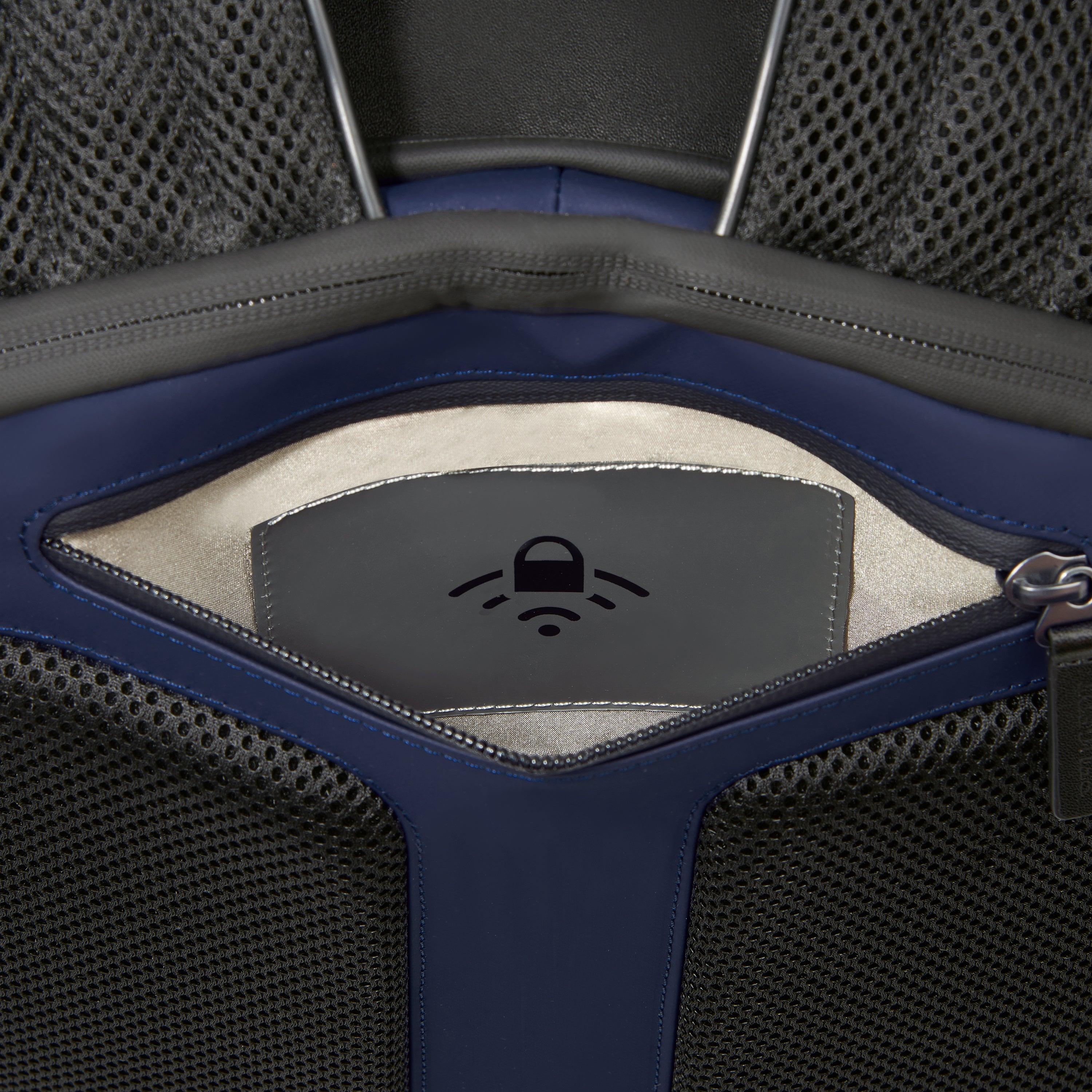 Peugeot Voyages 46cm Travel Laptop Backpack in Navy- interior close up