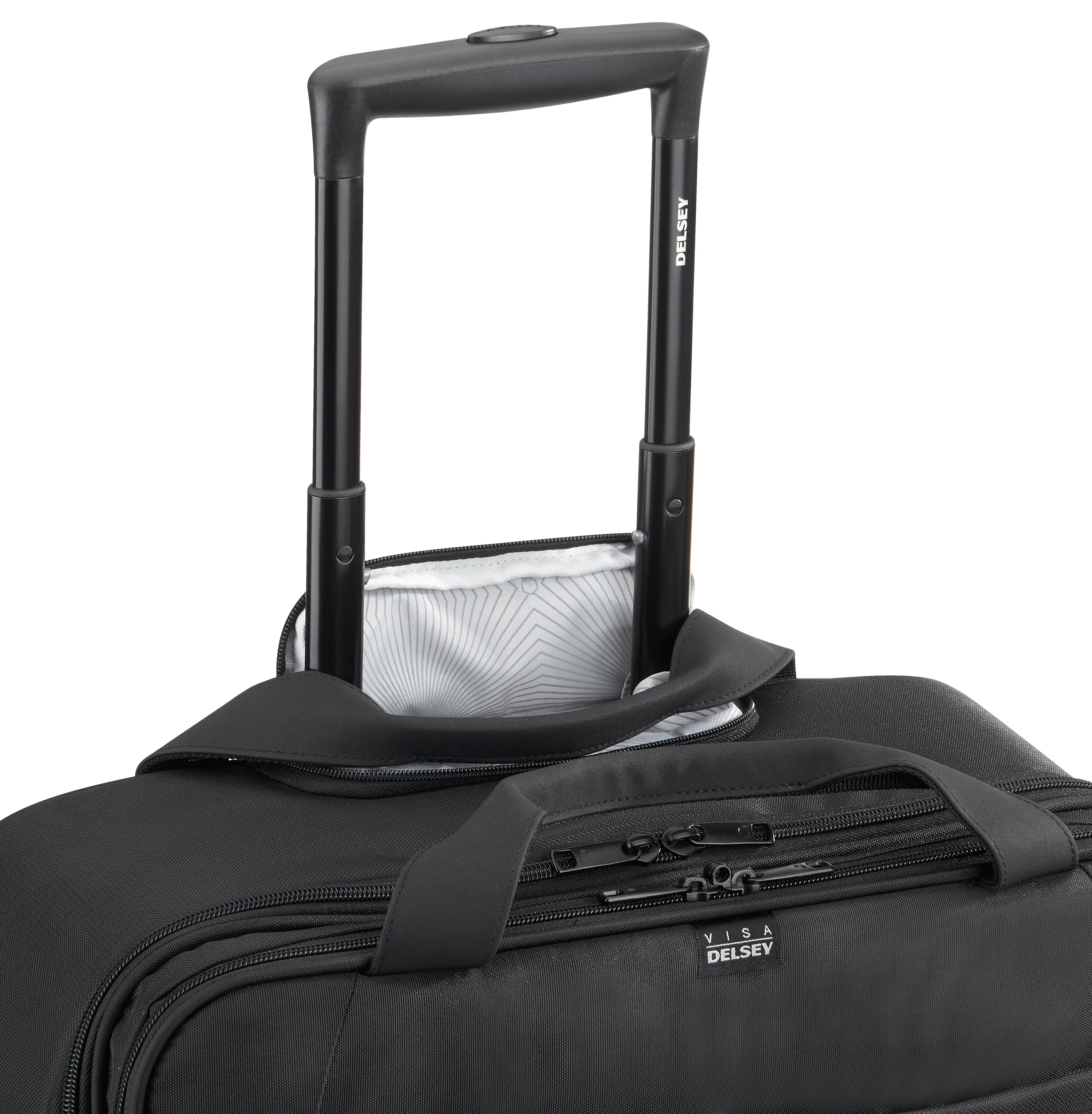 Delsey Paris Datum 2W 2CPT cabin trolley board in Black-telescopic handle